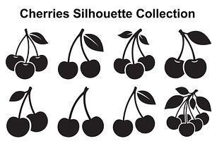 Cherry Branch Silhouette Set