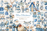 Blue Christmas Clipart 56 PNG, a Seasonal Illustration by EleSArtDesign (Thumbnail 1 of 4)