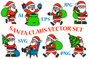 Santa Claus Vector Set – 8 Poses, a Seasonal Illustration by Guten Tag Vector (Thumbnail 1 of 3)