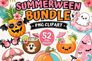 Summerween Clipart PNG Bundle, a Seasonal Illustration by Tanya Kart