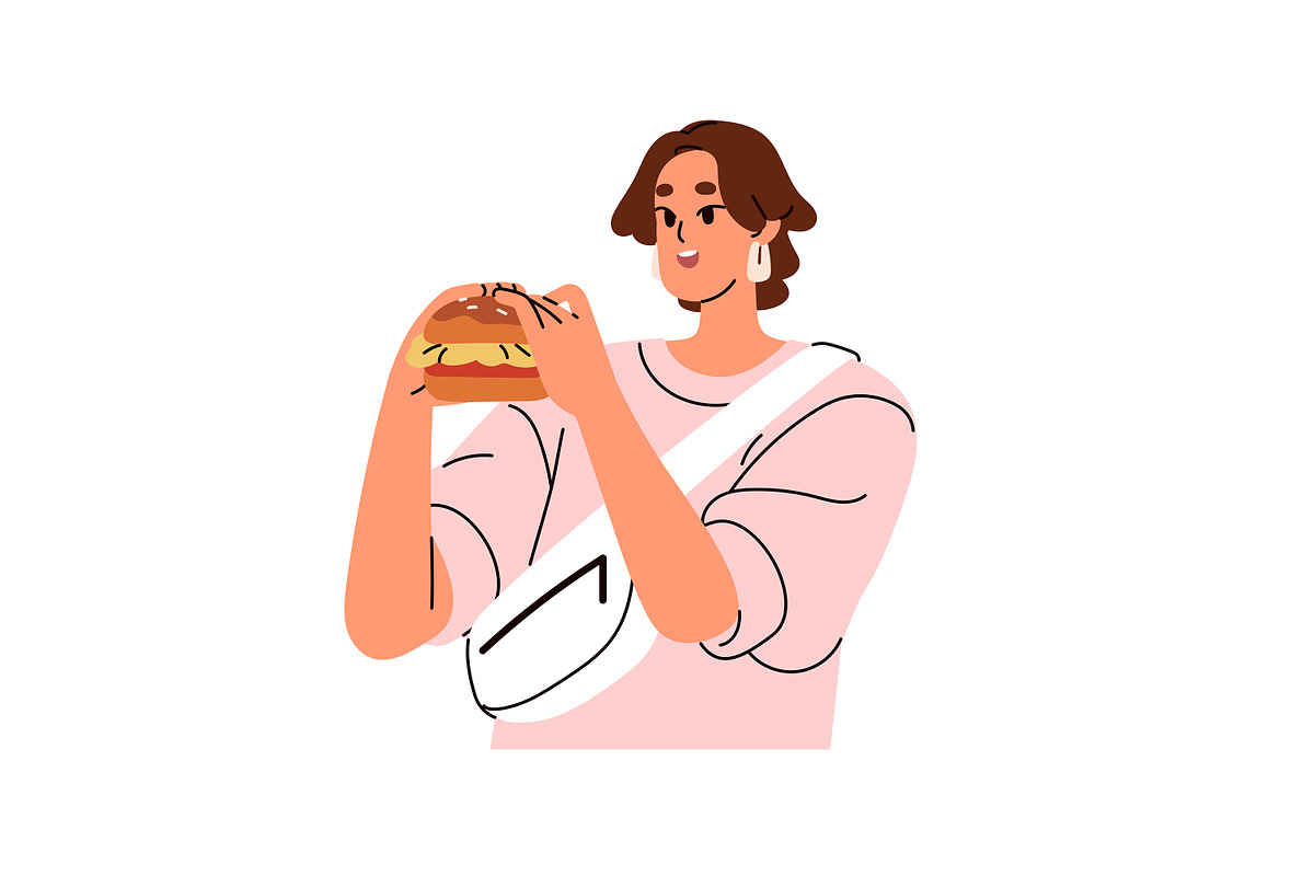 Hugry people eating fast food set, a Person Illustration by PaperTrident (Photo 2 of 9)