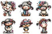 whimsical Funny Farm Animals Clipart, an Illustration by CraftArtStudio (Thumbnail 2 of 6)