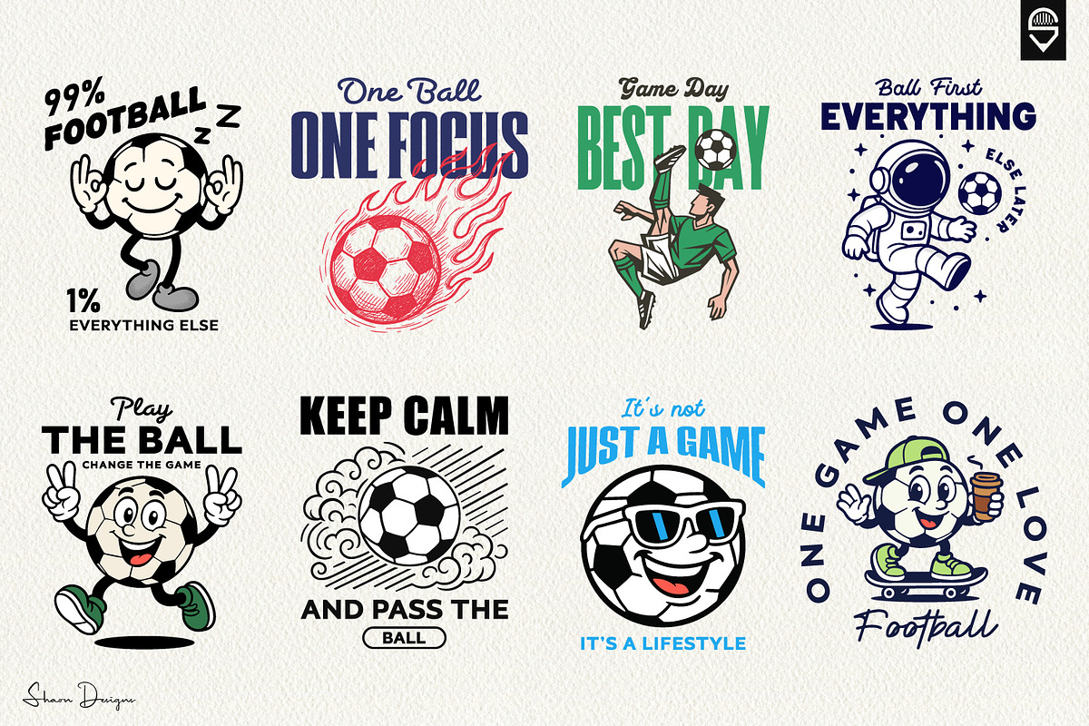 Soccer Ball Character T-Shirt Bundle, a Sport Illustration by shaondesigns (Photo 1 of 10)