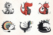 Baby Dragon Clipart Set, an Illustration by DreamCafeArt (Thumbnail 5 of 8)