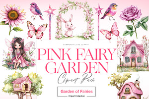 Pink Fairy Clipart, Watercolor Fairy