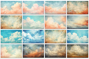 Retro Sky Clouds Pattern