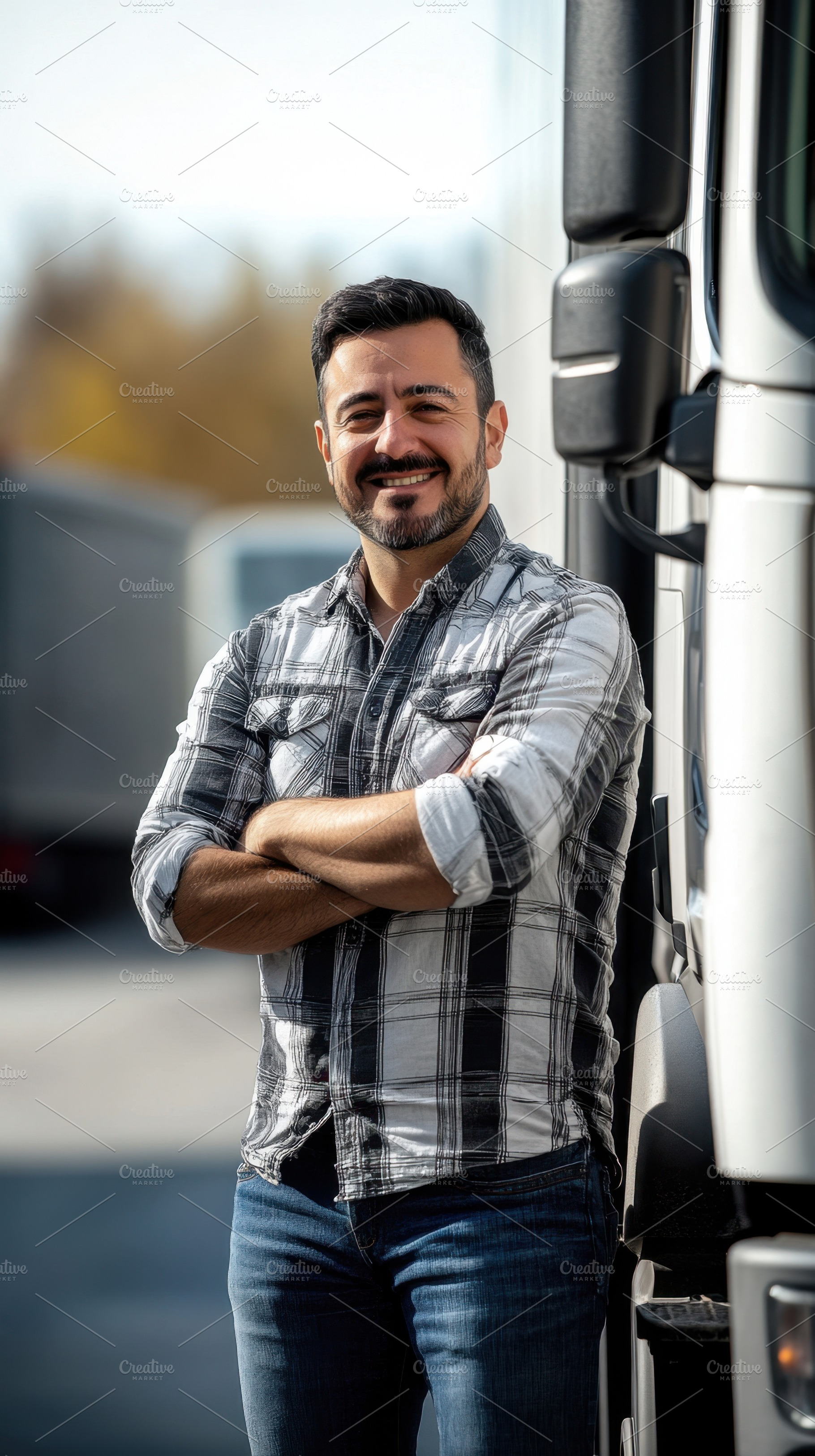 Happy driver with truck, a Photo by Beautiful things