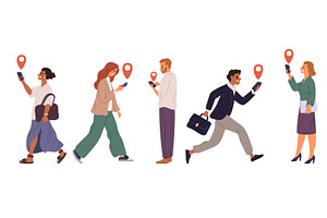 People use mobile navigators to find, a Person Illustration by Vectorbuum