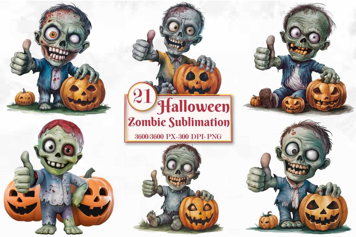 Halloween Zombie Sublimation, a Seasonal Illustration by Craft Nest (Photo 1 of 5)