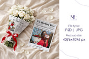 Wedding Newspaper Mockup with Bouque, a Mockup by Mie Mockup Studio (Thumbnail 4 of 8)