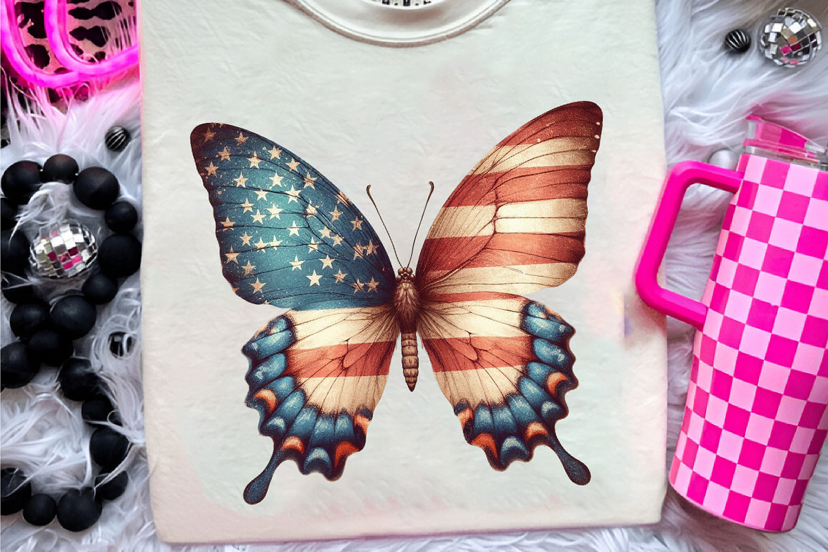 Watercolor 4th of July Butterfly Cli, an Illustration by CreationArt (Photo 4 of 9)