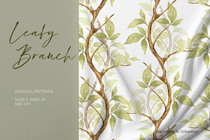 Green leafy seamless patterns, a Decorative Illustration by Gribanessa