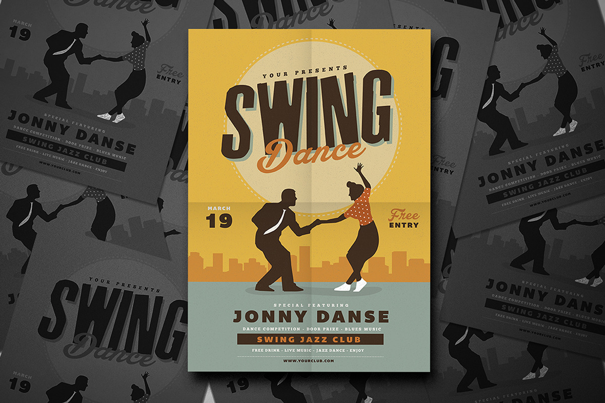 Retro Swing Dance Party Flyer, a Flyer Template by Guuver