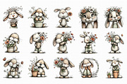 Whimsical Spring Bunny with Flowers, an Illustration by Libby Wishes (Thumbnail 5 of 5)