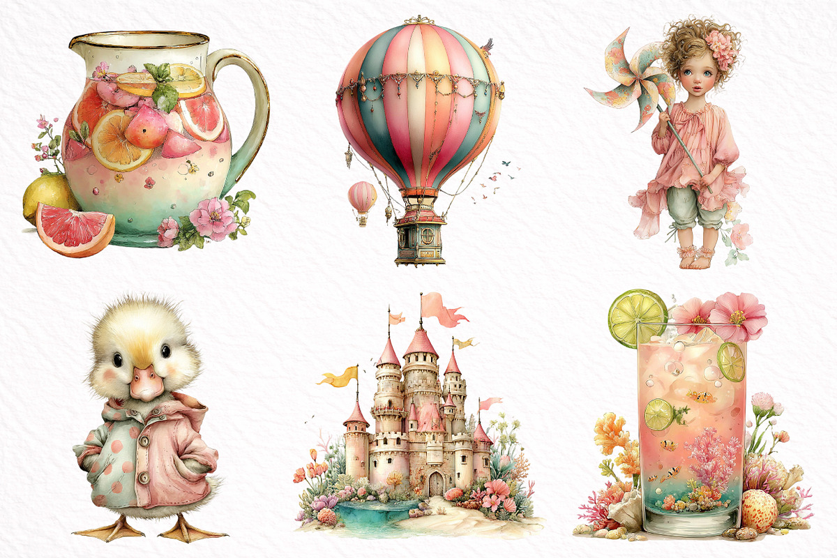 Summer Watercolor Clipart PNG, an Illustration by DreamArtGraphic (Photo 3 of 8)