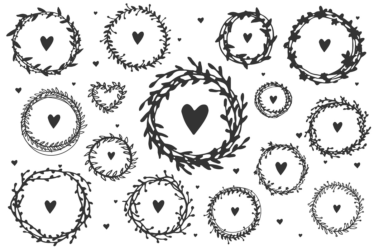 Handdrawn vector frames & wreaths, an Object Graphic by ekzi.letters (Photo 2 of 5)