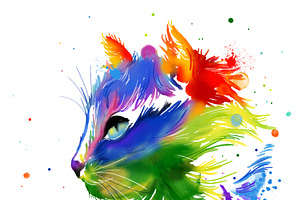 Watercolor Rainbow Cat