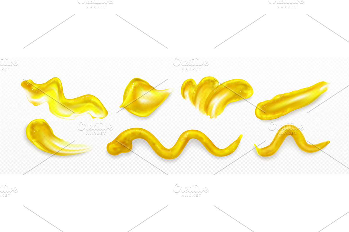 Mustard splash set on transparent, a Food Illustration by art PVP - market