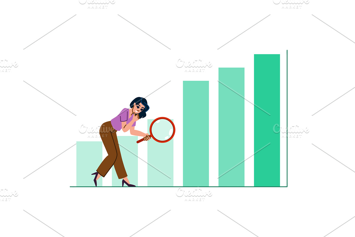 Businesswoman examining growth chart, a Finance Illustration by pikepicture