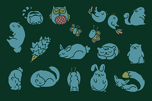 Mega cute sleepy forest animals pack