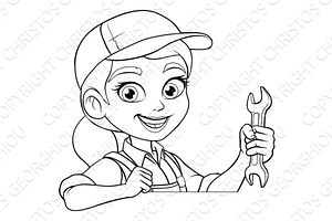 Woman Female Spanner Wrench Mechanic, a Person Illustration by Christos Georghiou