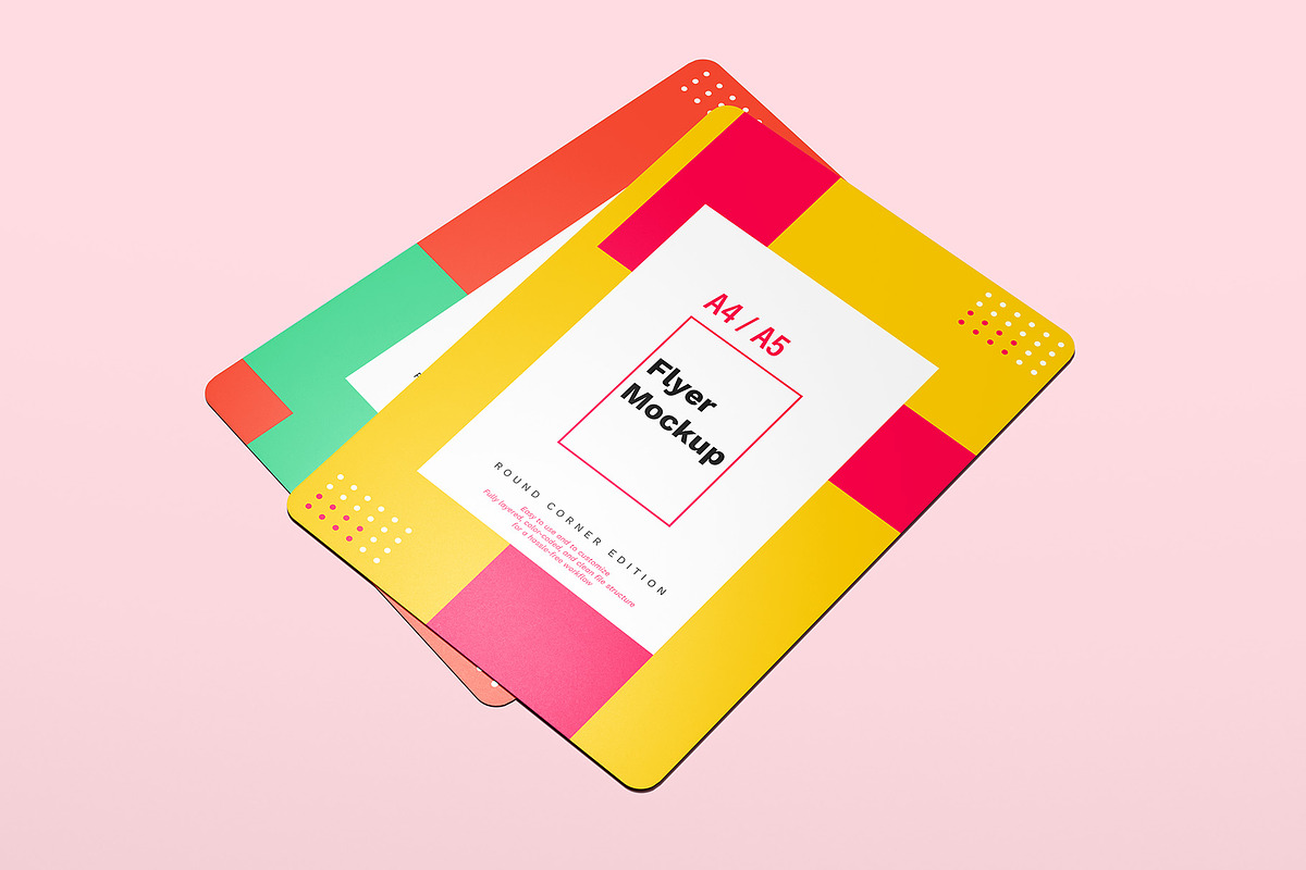 A4 / A5 Round Corner Flyer Mockup, an Advertising Mockup by Illusiongraphic (Photo 6 of 19)