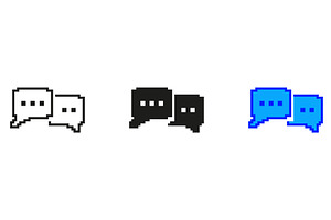 Pixelated Speech Bubbles Icon Set, an Object Illustration by Gentle Studio