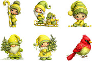 Christmas Gnomes Clipart Set, a Seasonal Illustration by CreationArt (Thumbnail 5 of 5)