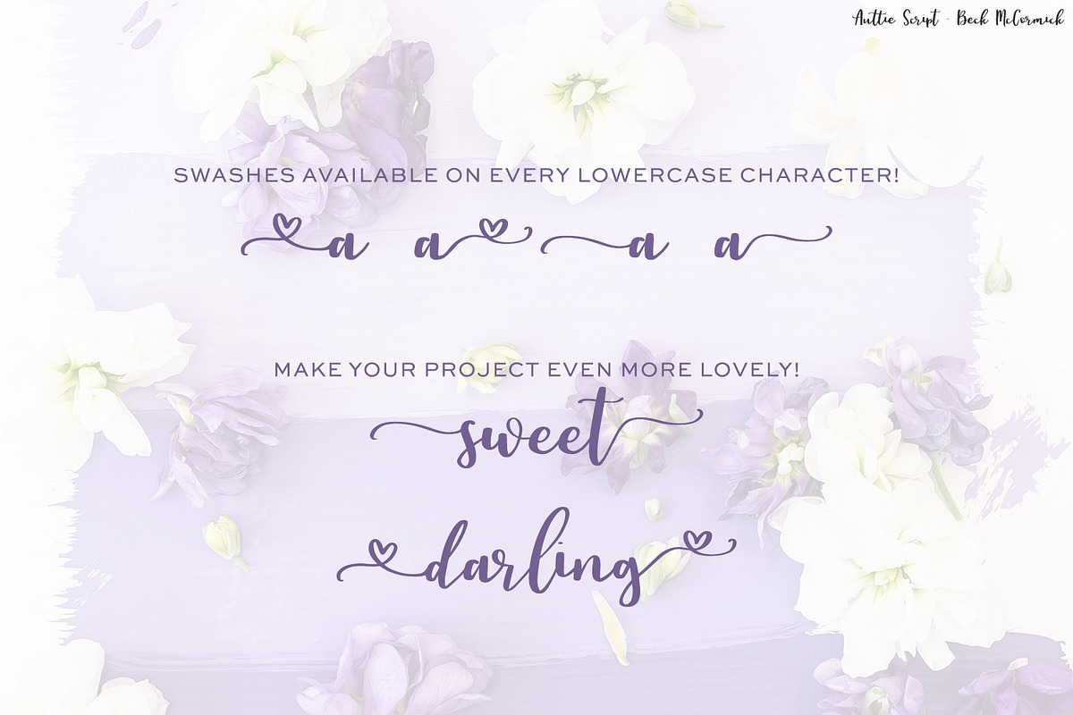 Auttie Calligraphy Font with Hearts, a Script Font by Beck McCormick (Photo 5 of 8)
