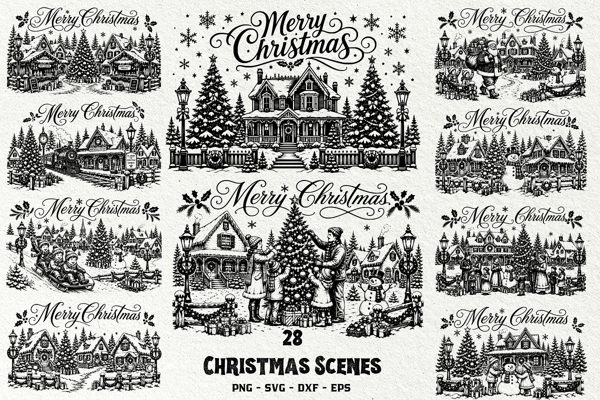 Christmas Village SVG Graphics, a Seasonal Illustration by DENIDigitalArtSudio (Photo 1 of 5)