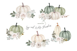 Sage And White Pumpkin Clipart