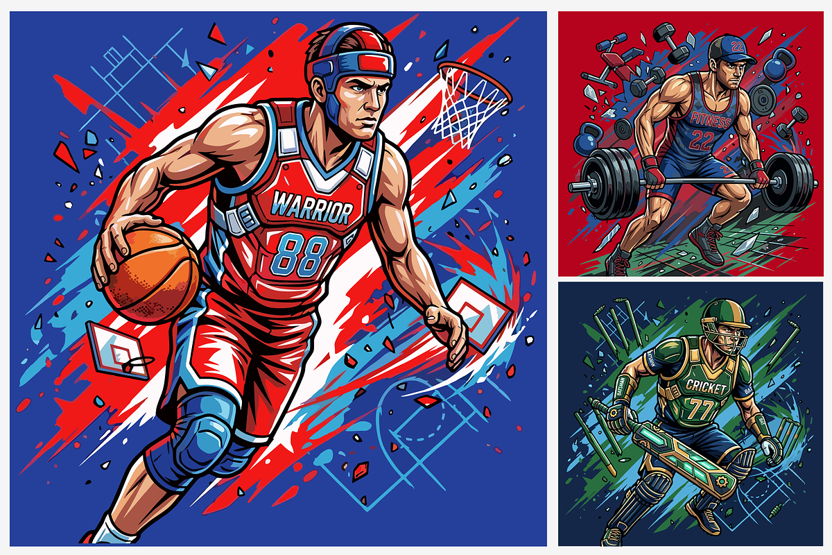 Sports Action T-Shirt Design Bundle, a Sport Illustration by Imran Haroon (Photo 3 of 4)