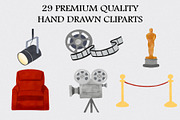 Watercolor Movie Clipart Set, an Illustration by CropUp Creative (Thumbnail 2 of 4)