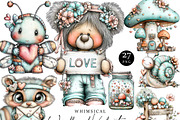 Whimsical Woodland Valentine Clipart, a Seasonal Illustration by Design Scotch (Thumbnail 1 of 8)