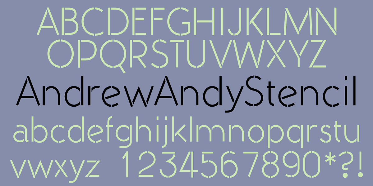 AndrewAndyStencil, a Sans Serif Font by Ingrimayne Type (Photo 2 of 5)
