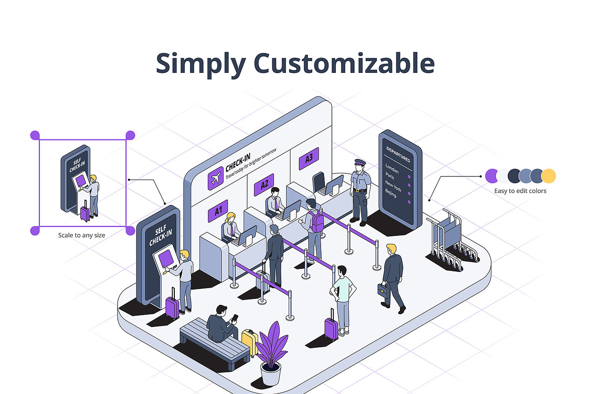 AirportFlow-Isometric Illustration, a Transportation Illustration by Creative Graphics (Photo 3 of 9)