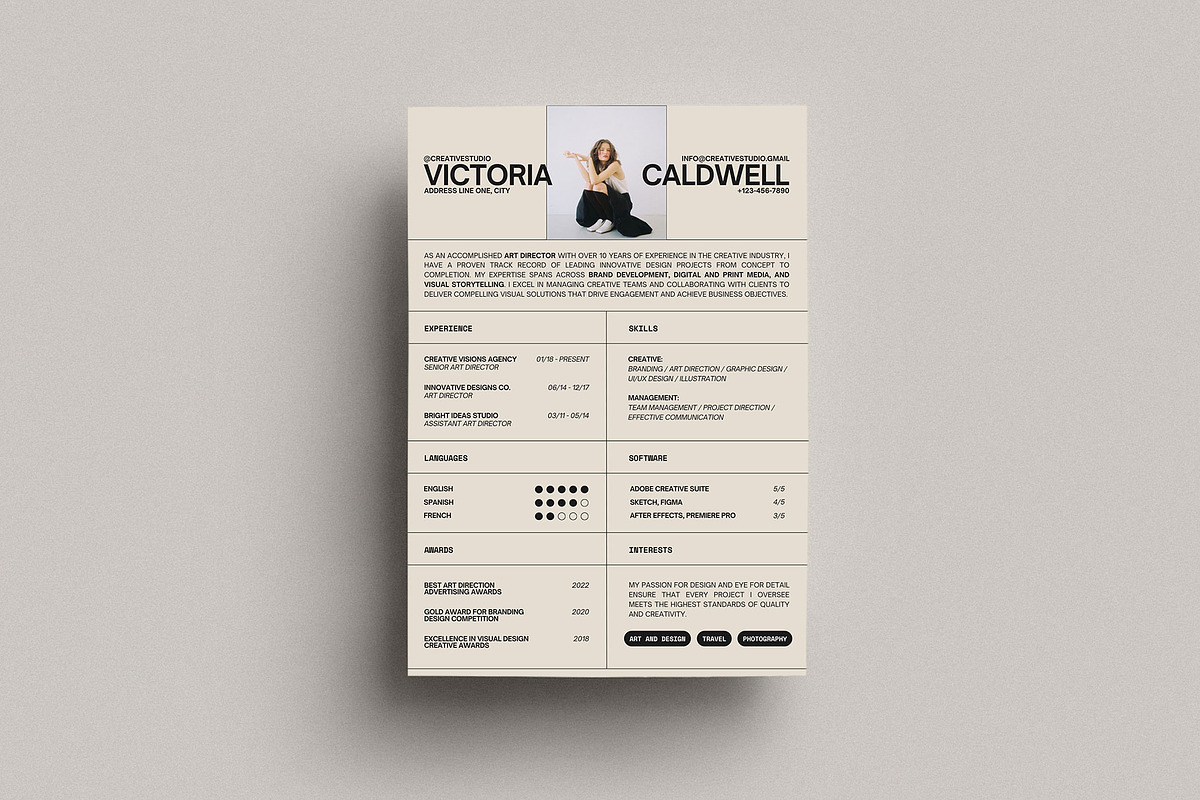 Stylish Canva Resume Template, a Resume Template by Moscovita Studio (Photo 10 of 10)