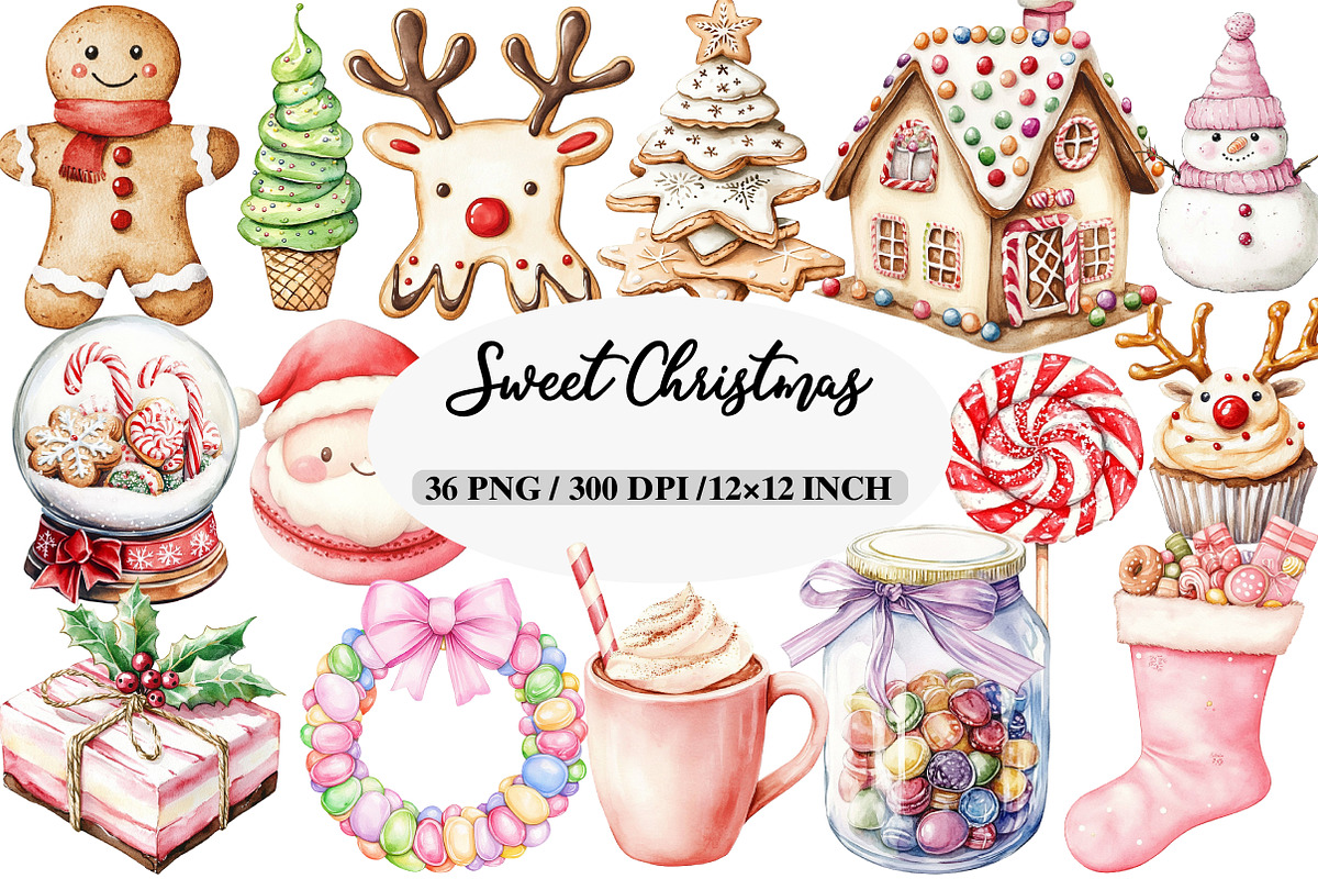 Sweet Christmas Clipart Bundle, an Illustration by Daily.Designs (Photo 1 of 6)