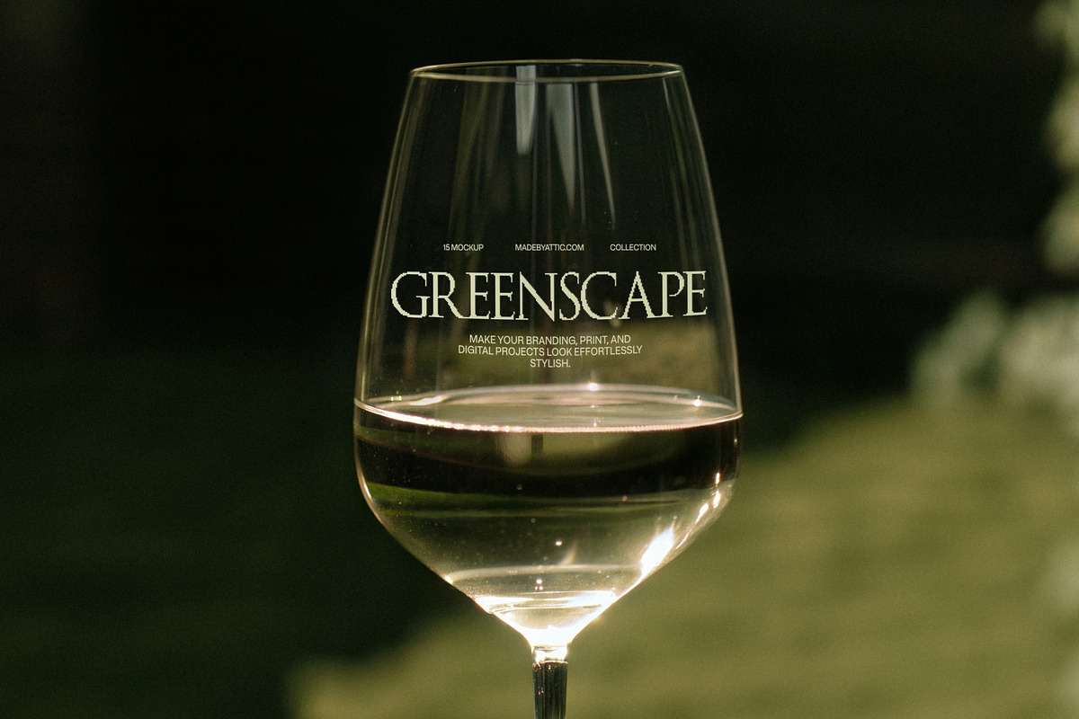 Greenscape 01 : Vineyard Wine Glass, a Cups & Container Mockup by Made by Attic (Photo 2 of 2)