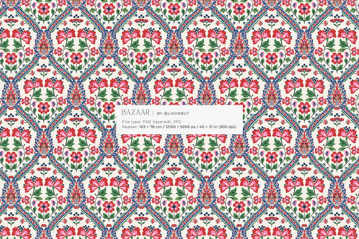 Bazaar Floral Damask Elegant Pattern, a Pattern Graphic by likorbut (Photo 10 of 12)