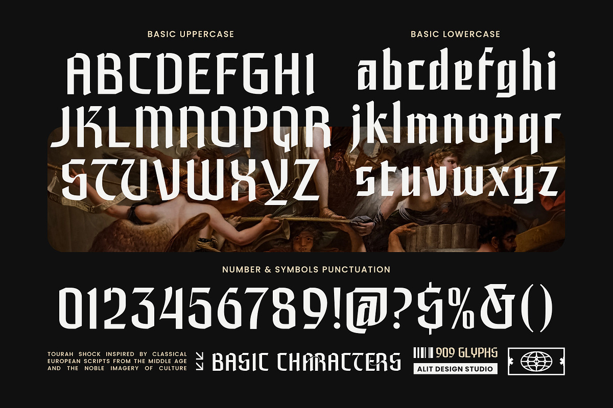 Tourah Shock Typeface, a Blackletter Font by alit design (Photo 5 of 17)