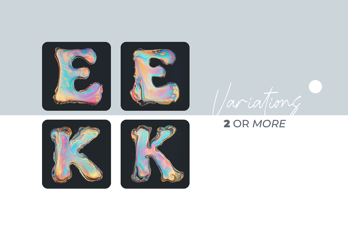 Oil Slick Liquid Letters Overlays, a Symbol Font by PhotoSpirit (Photo 2 of 8)
