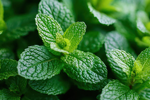Closeup of ripe and tasty green mint leaves, a Nature Photo by AlyaAnd