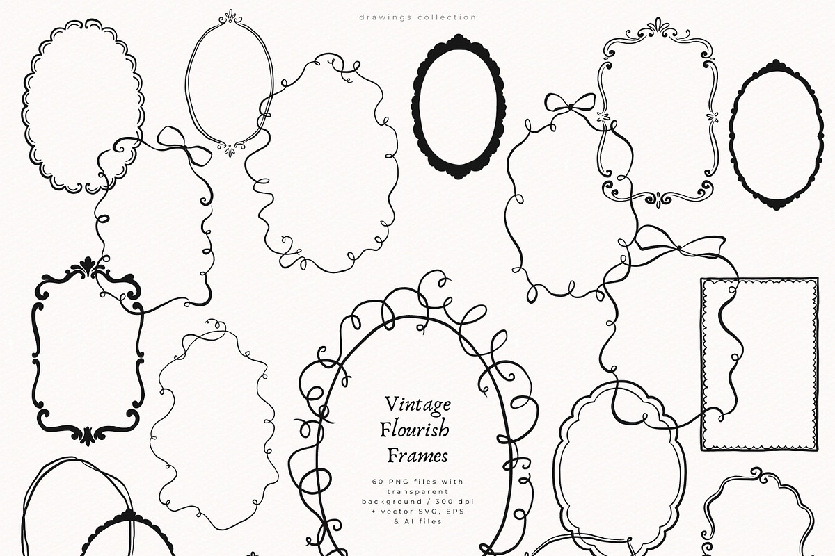 60 Vintage Flourish Frames, a Decorative Illustration by PeDe Designs (Photo 5 of 11)