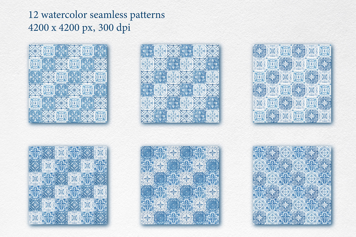 Watercolor Azulejos Collection, a Decorative Illustration by Decor Lines (Photo 10 of 13)
