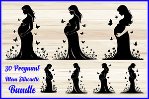 30 Pregnant Mom Silhouette Bundle, a Person Illustration by Artivon
