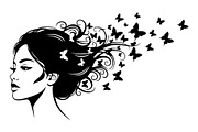 Woman Butterfly Hair Silhouette, an Object Illustration by yasushie (Thumbnail 24 of 31)