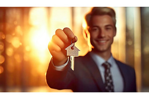 A smiling individual holding a house, a Person Photo by Igor Tichonow
