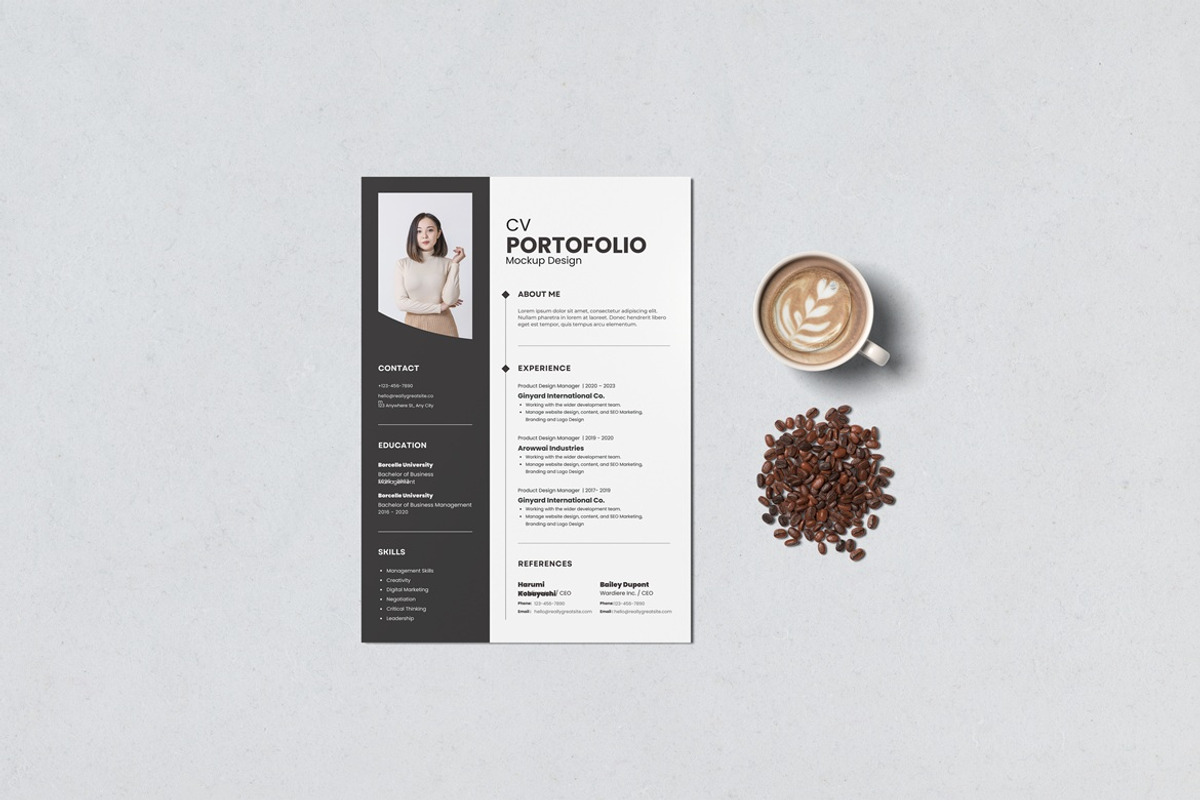 Portofolio CV Resume A4 Paper Mockup, a Books & Magazine Mockup by Graphic Deal (Photo 3 of 5)