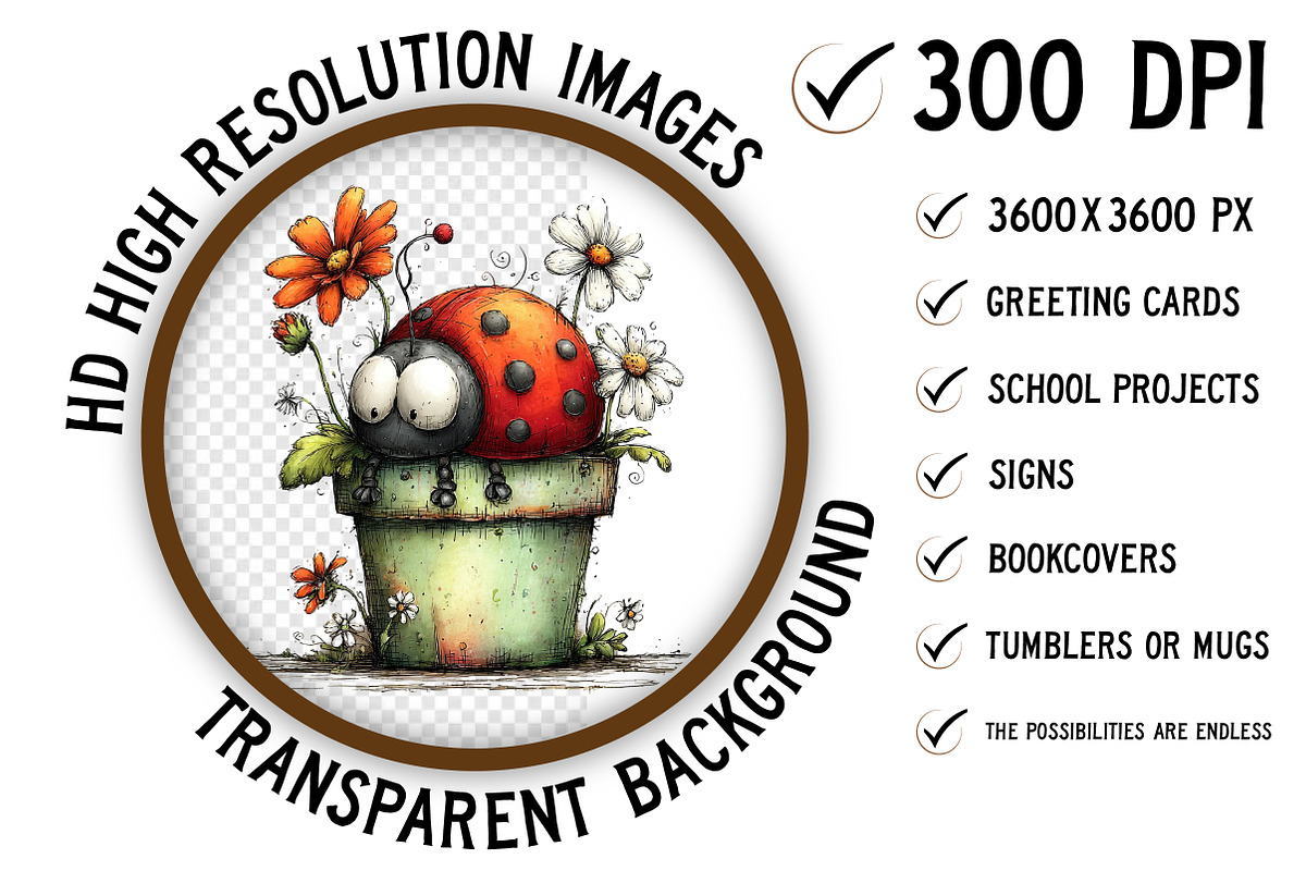 Whimsical Spring Ladybug Clipart, an Illustration by Craft Nest (Photo 2 of 8)